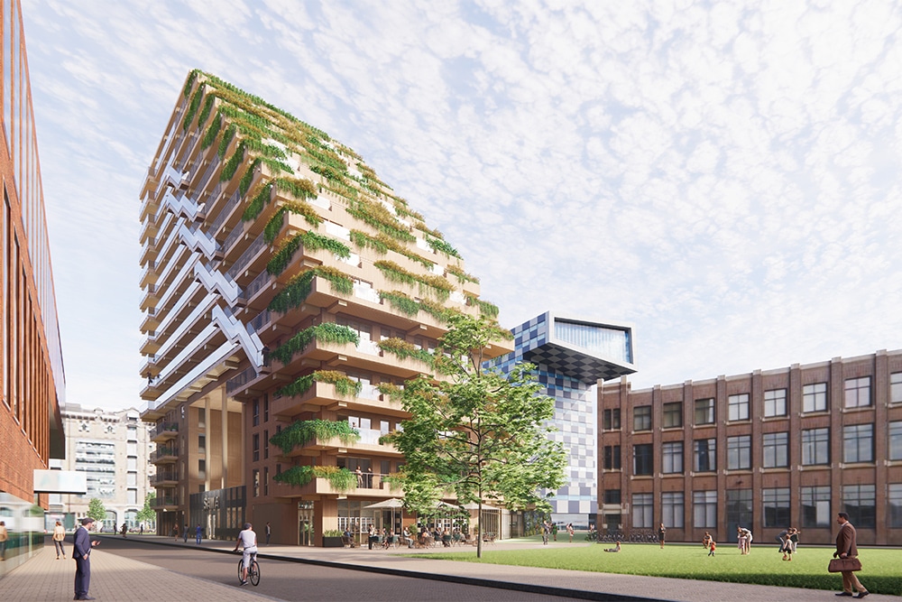 Artist impression SAWA in Rotterdam west facade terraces kratonka