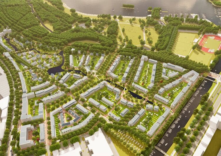 3D weergave topview plan Nieuw Kralingen en bos en plasENT ID