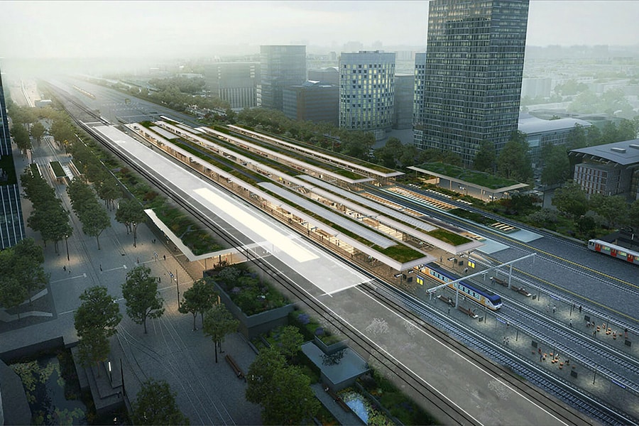 Groen op de perronkappen. Zuidasdok wordt groene corridor 4