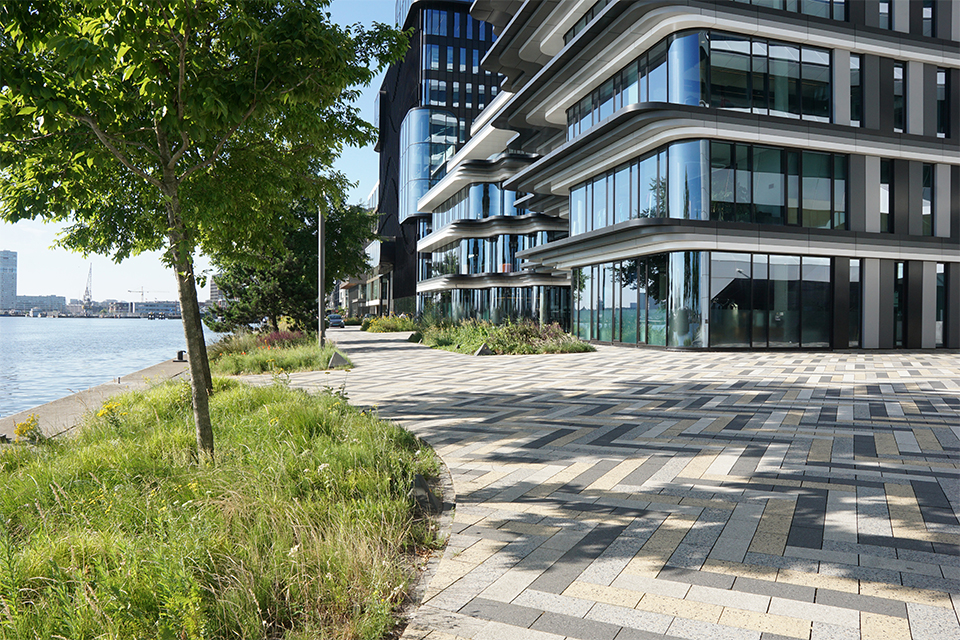 Impressive green roof garden at Danzigerkade 1